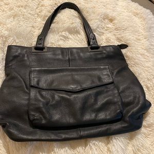 NWOT Rachel Zoe black leather purse w/ gunmetal hardware & magnetic close pocket